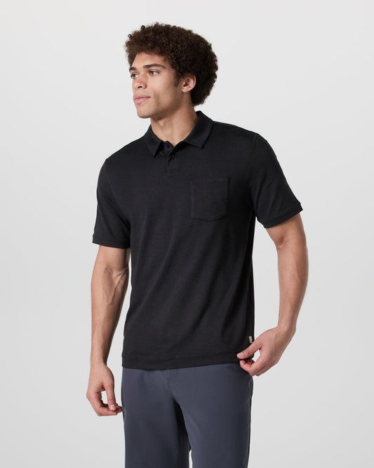 Men Vuori Short Sleeve Ponto Performance Polo Black Heather