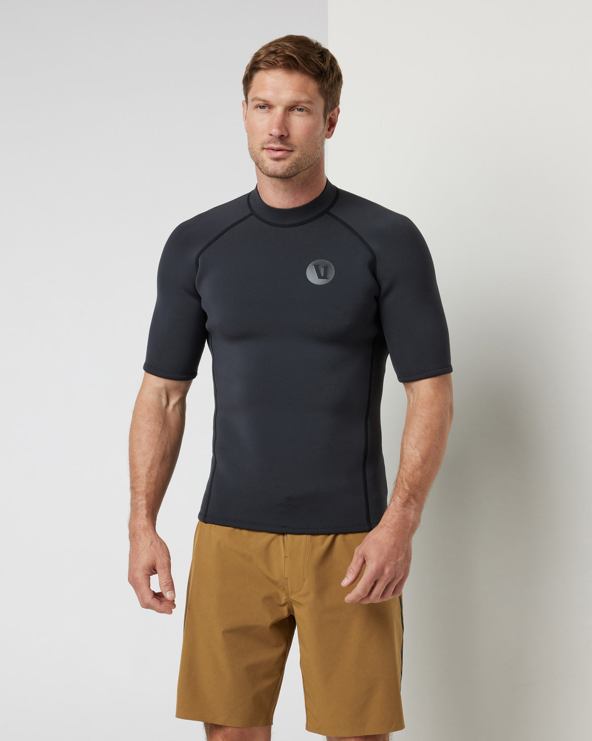 Men Vuori Short Sleeve Yulex Wetsuit Top Washed Black