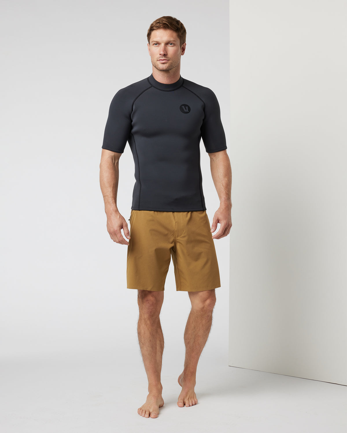 Men Vuori Short Sleeve Yulex Wetsuit Top Washed Black