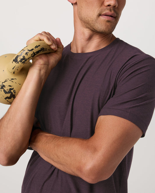 Men Vuori Strato Tech Tee Men's Raisin Heather Performance Shirt