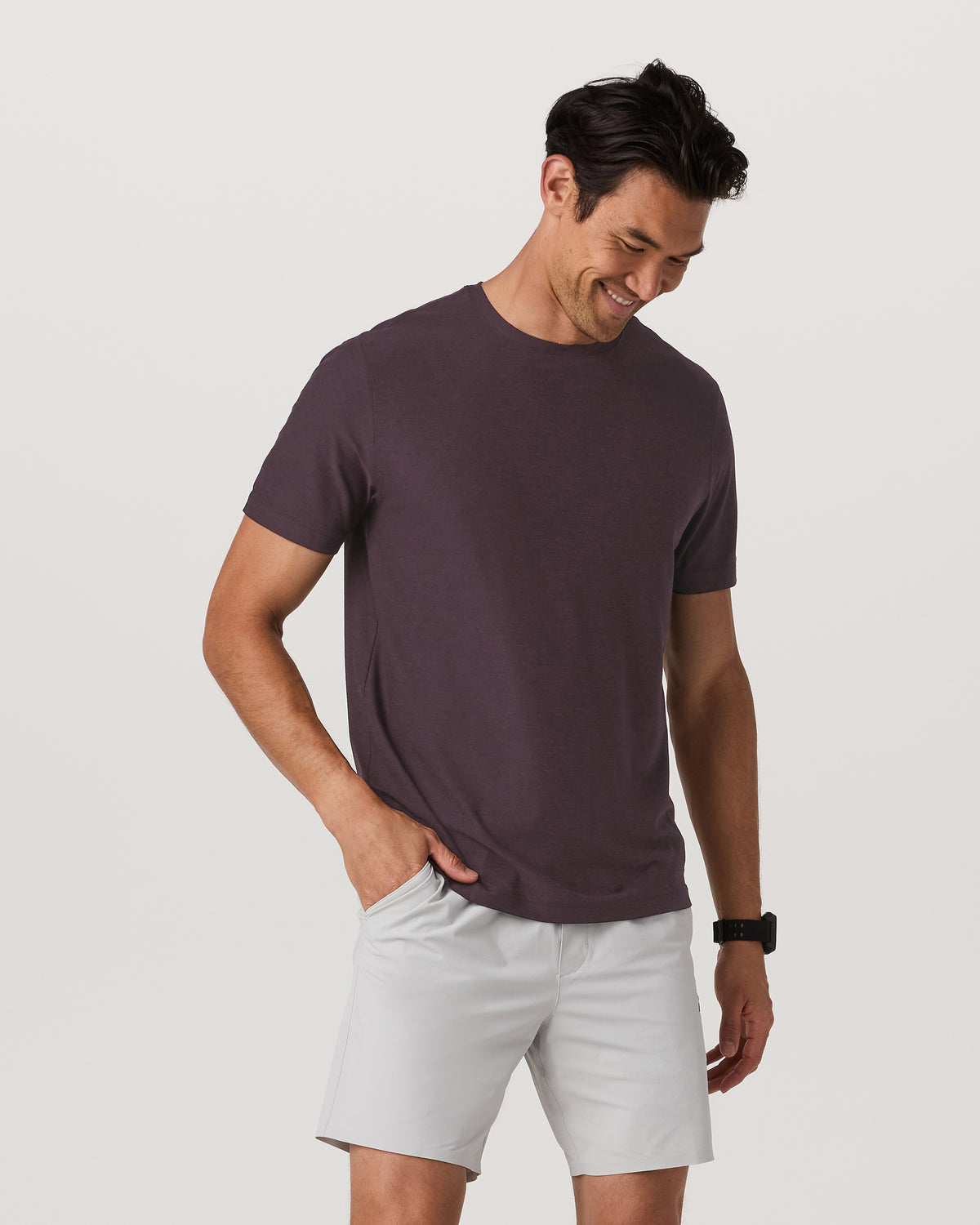 Men Vuori Strato Tech Tee Men's Raisin Heather Performance Shirt