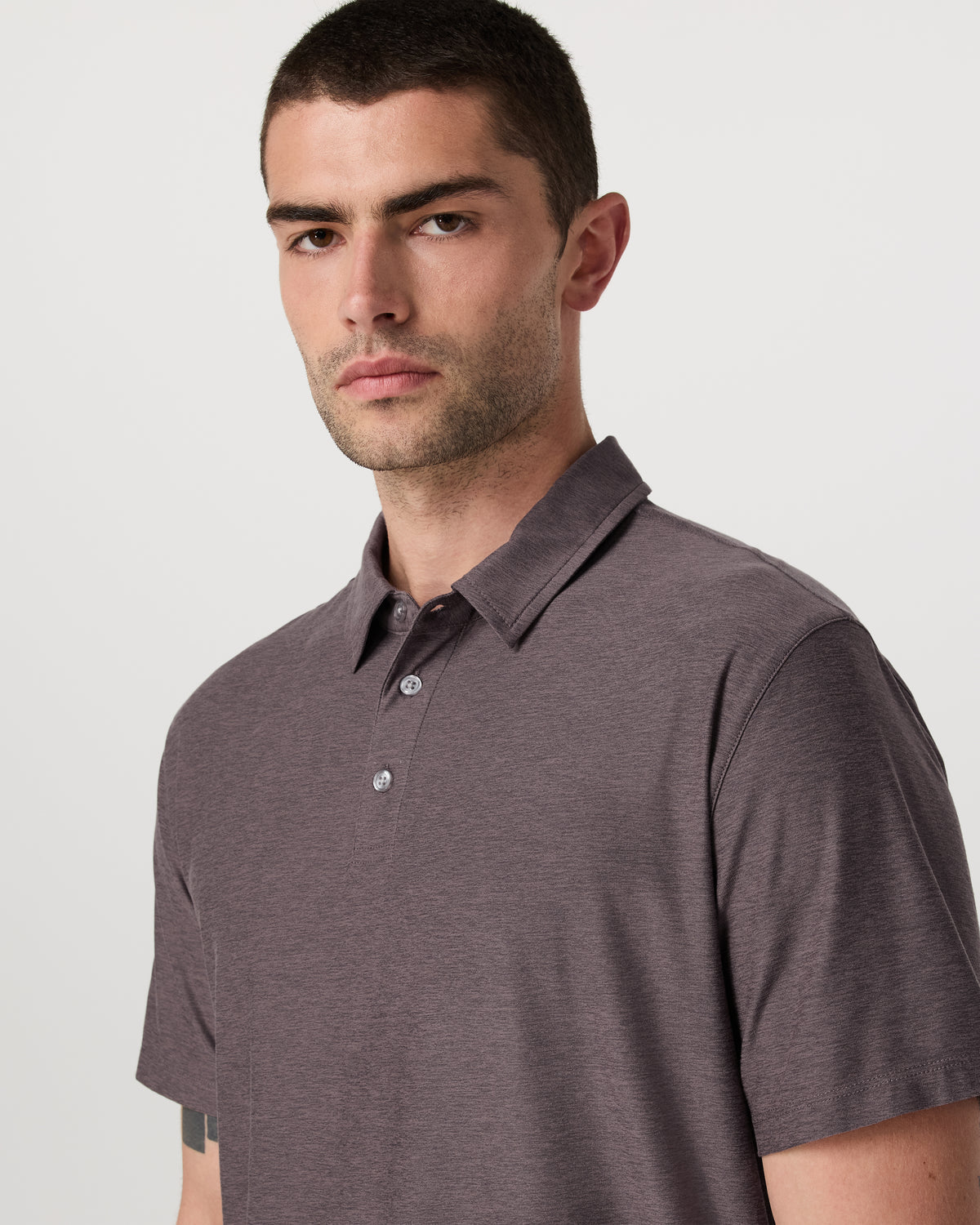 Men Vuori Strato Tech Polo Men's Huckleberry Heather Polo Shirt