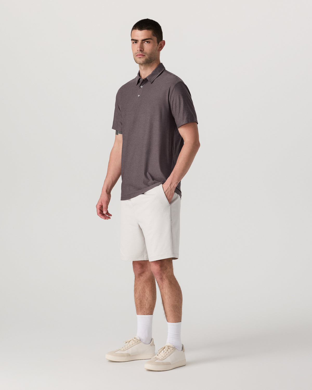 Men Vuori Strato Tech Polo Men's Huckleberry Heather Polo Shirt