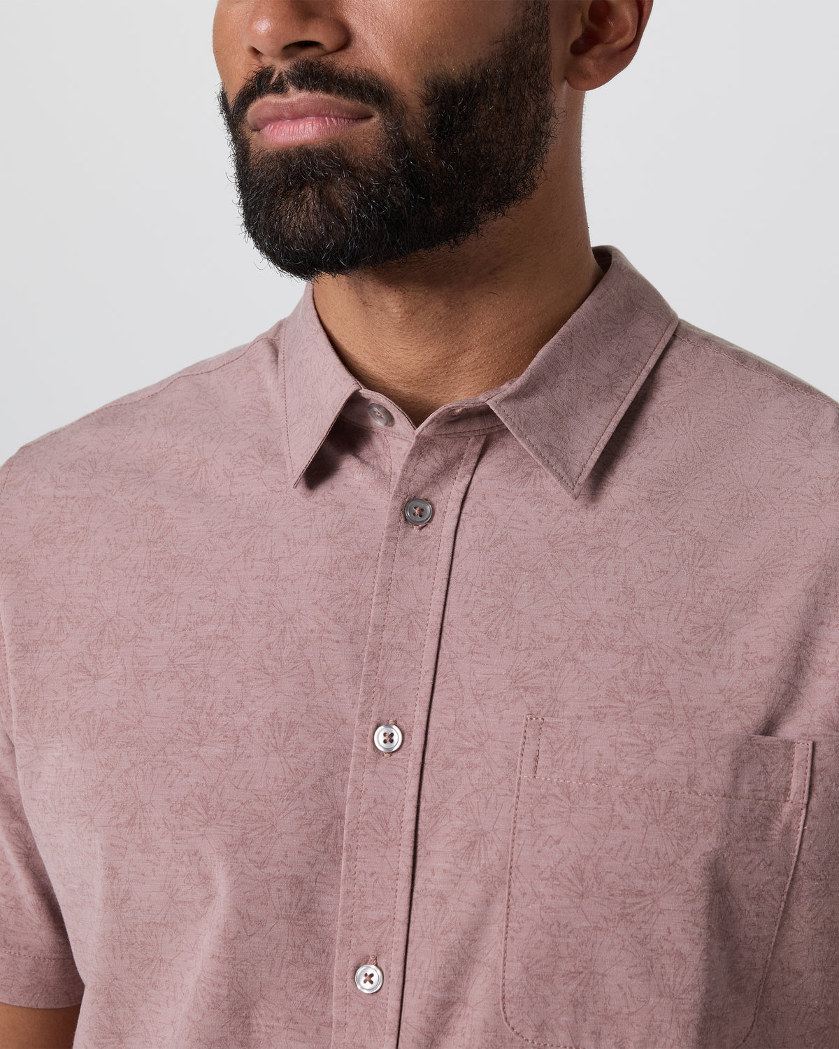 Men Vuori Short Sleeve Bridge Button Down Zion Rose Water Lily