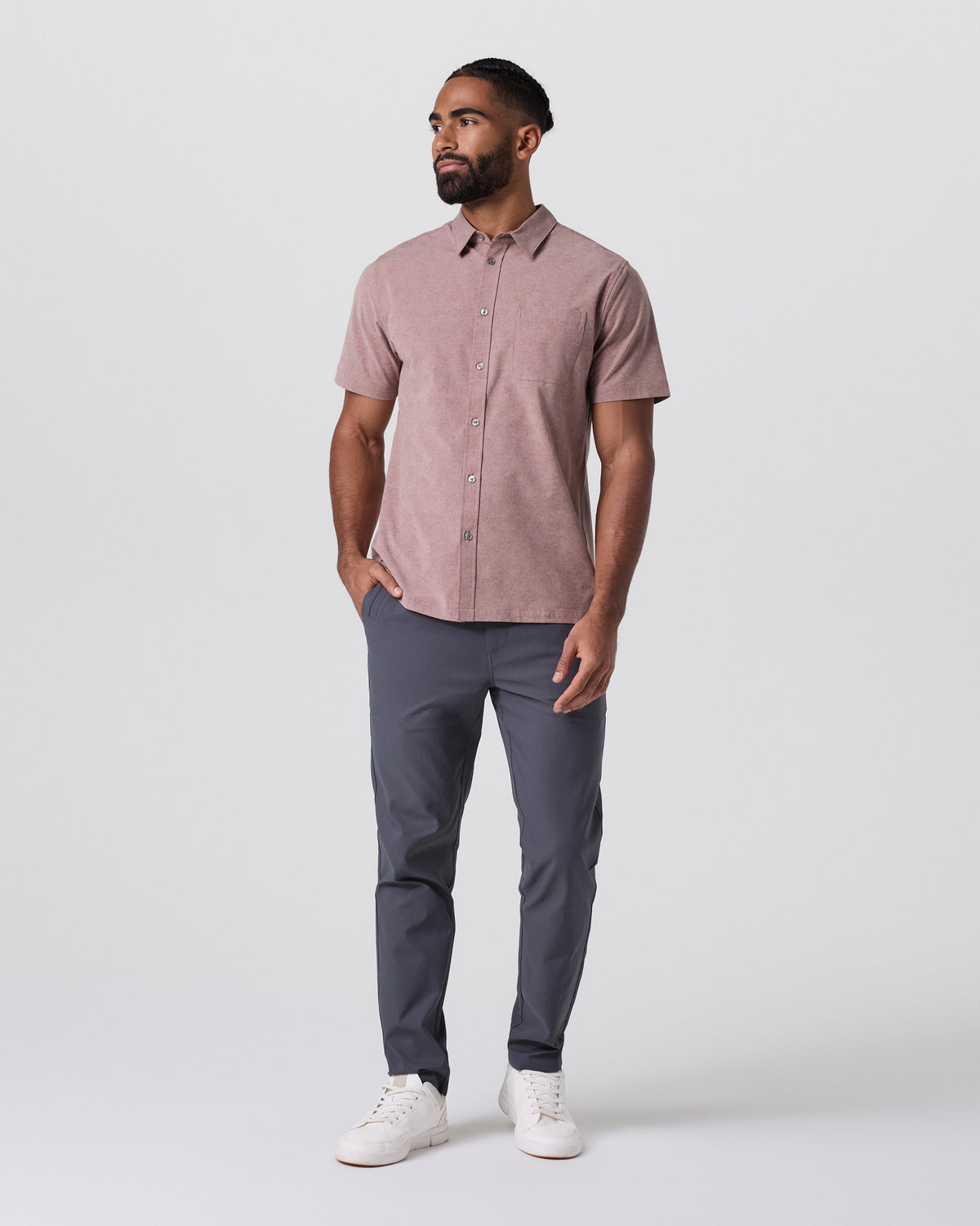 Men Vuori Short Sleeve Bridge Button Down Zion Rose Water Lily