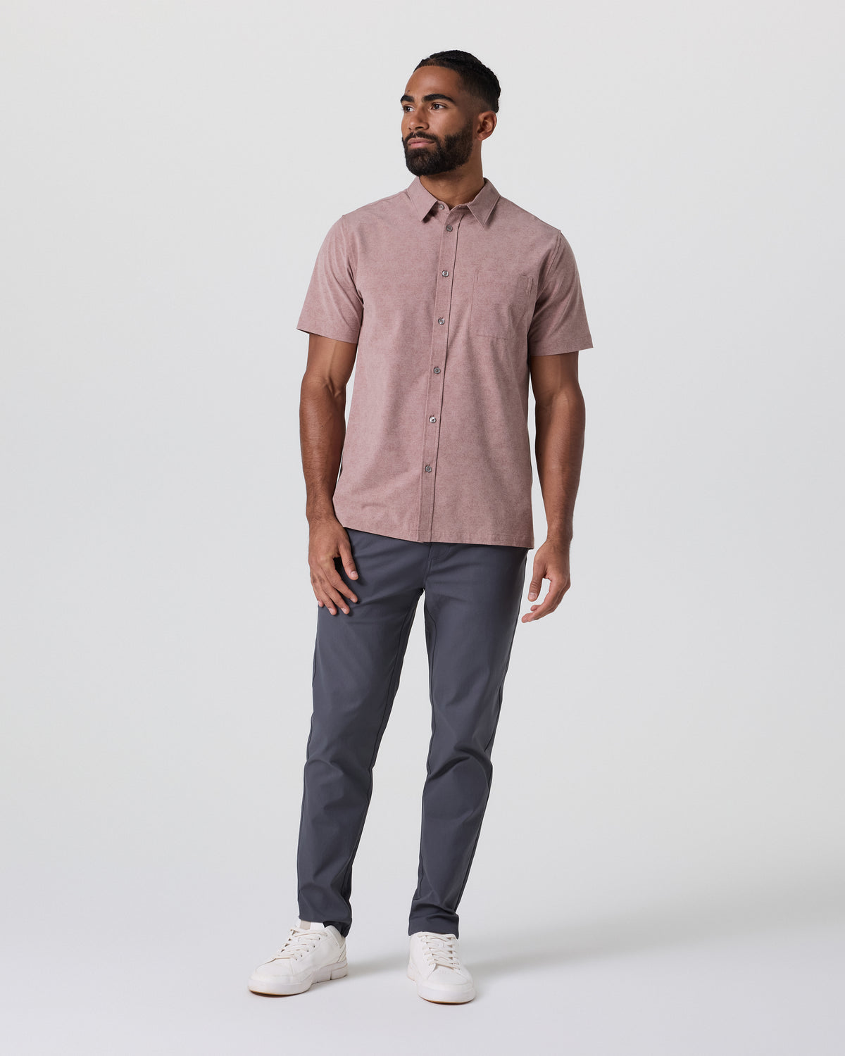 Men Vuori Short Sleeve Bridge Button Down Zion Rose Water Lily