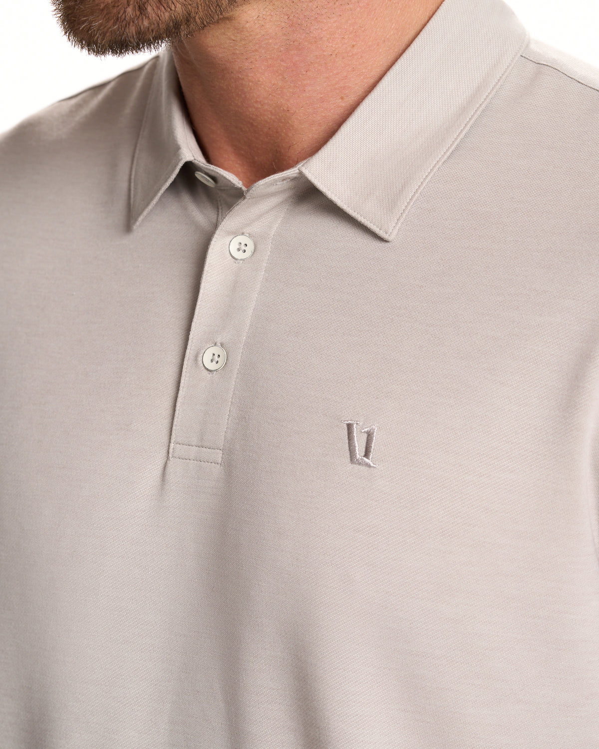 Men Vuori Knit Twill Polo Men's Beachsand Heather Golf Polo