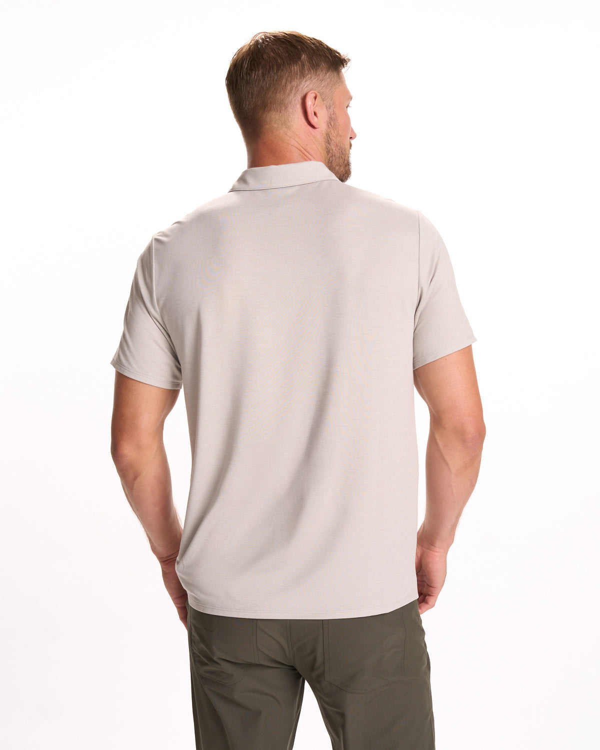 Men Vuori Knit Twill Polo Men's Beachsand Heather Golf Polo