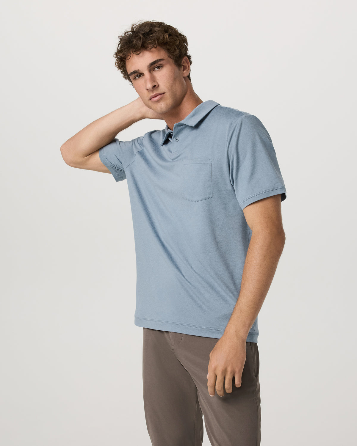 Men Vuori Men's Short Sleeve Ponto Performance Polo Flint Heather