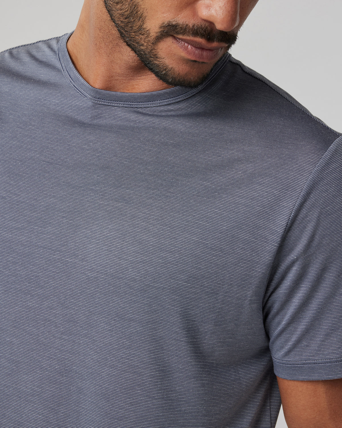 Men Vuori Short Sleeve Marina Stripe Tee Dark Pewter Run Shirt