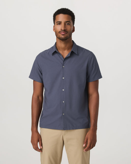 Men Vuori Short Sleeve Manhattan Button Down Men's Azure Shirt