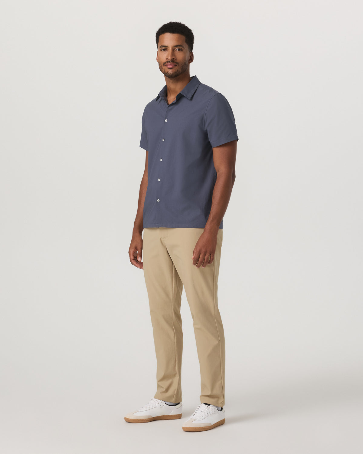 Men Vuori Short Sleeve Manhattan Button Down Men's Azure Shirt