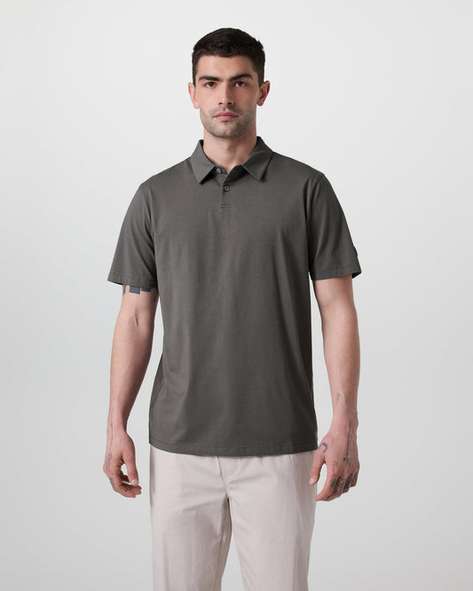 Men Vuori Short Sleeve Feather Polo Warm Grey