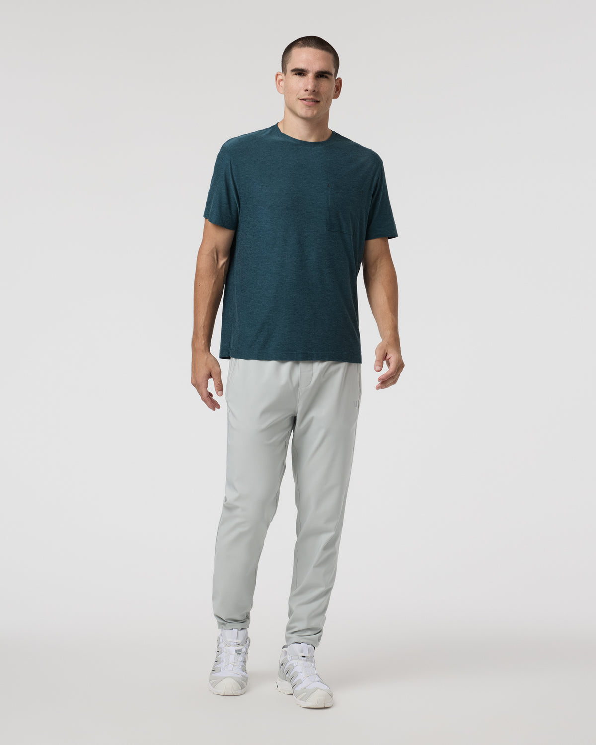 Men Vuori Short Sleeve Strato Pocket Tee - Relaxed Fit Light Deep Sea Heather