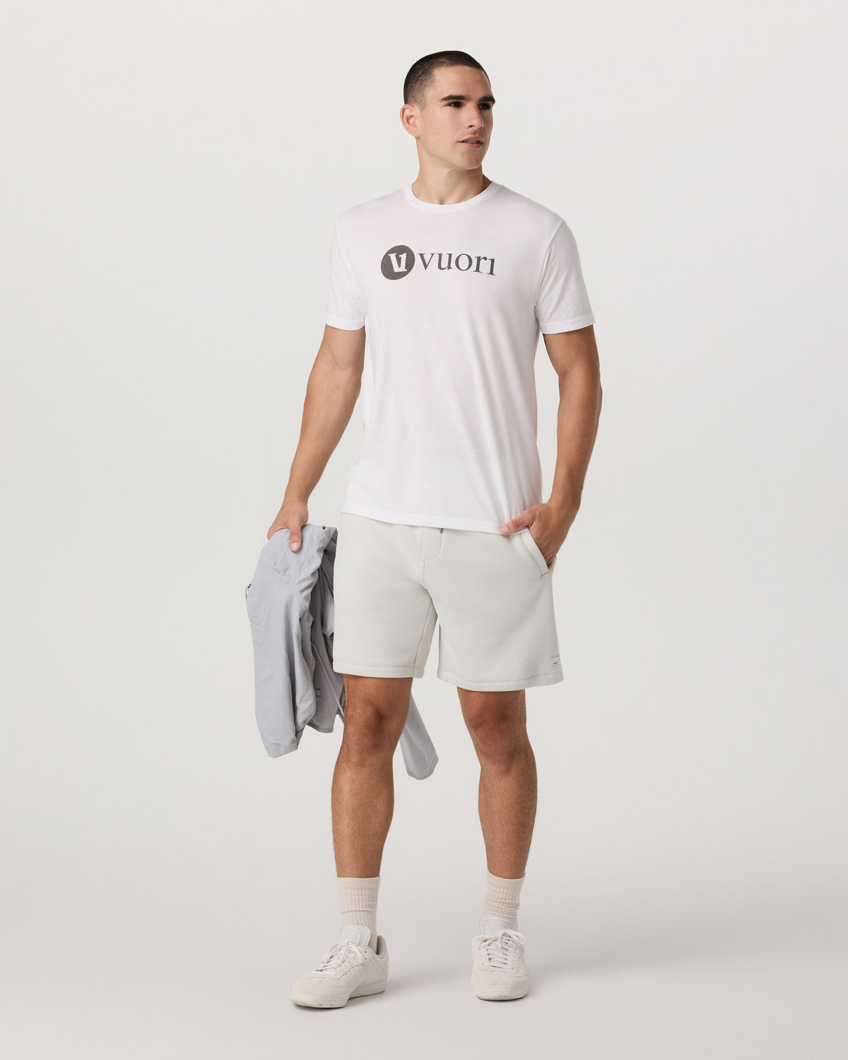 Men Vuori V1 Vuori Wordmark Logo Tee Men's White Logo T-Shirt