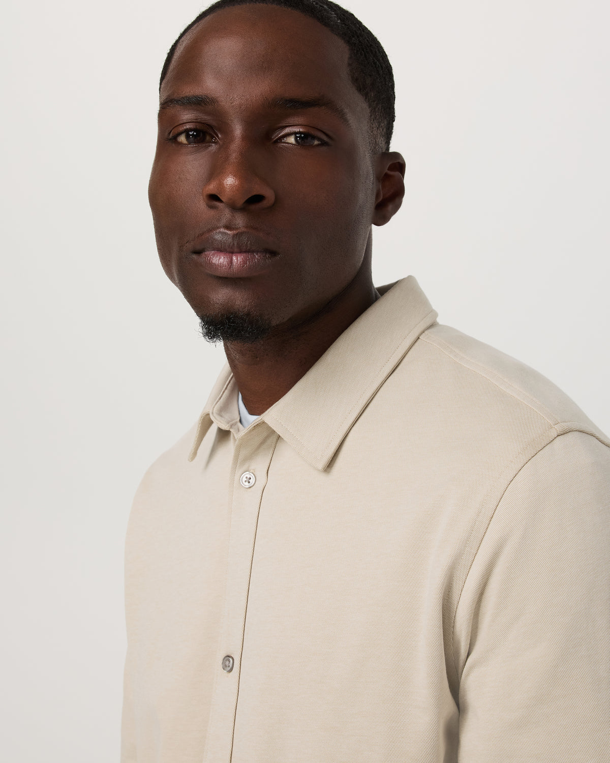Men Vuori Long Sleeve Knit Oxford Button Down Men's Trench Shirt