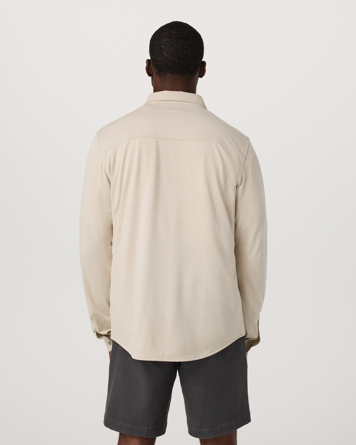 Men Vuori Long Sleeve Knit Oxford Button Down Men's Trench Shirt