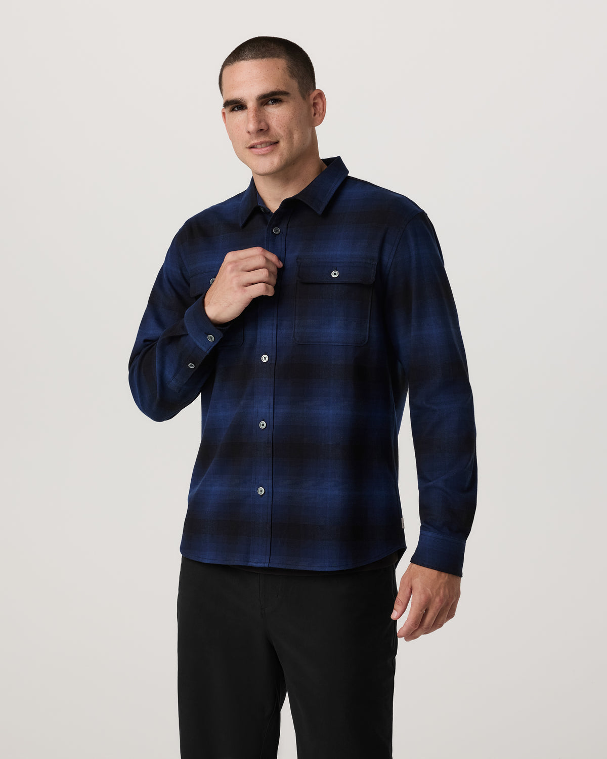 Men Vuori Long Sleeve Flannel Button Down Men's Blue Coast Shirt