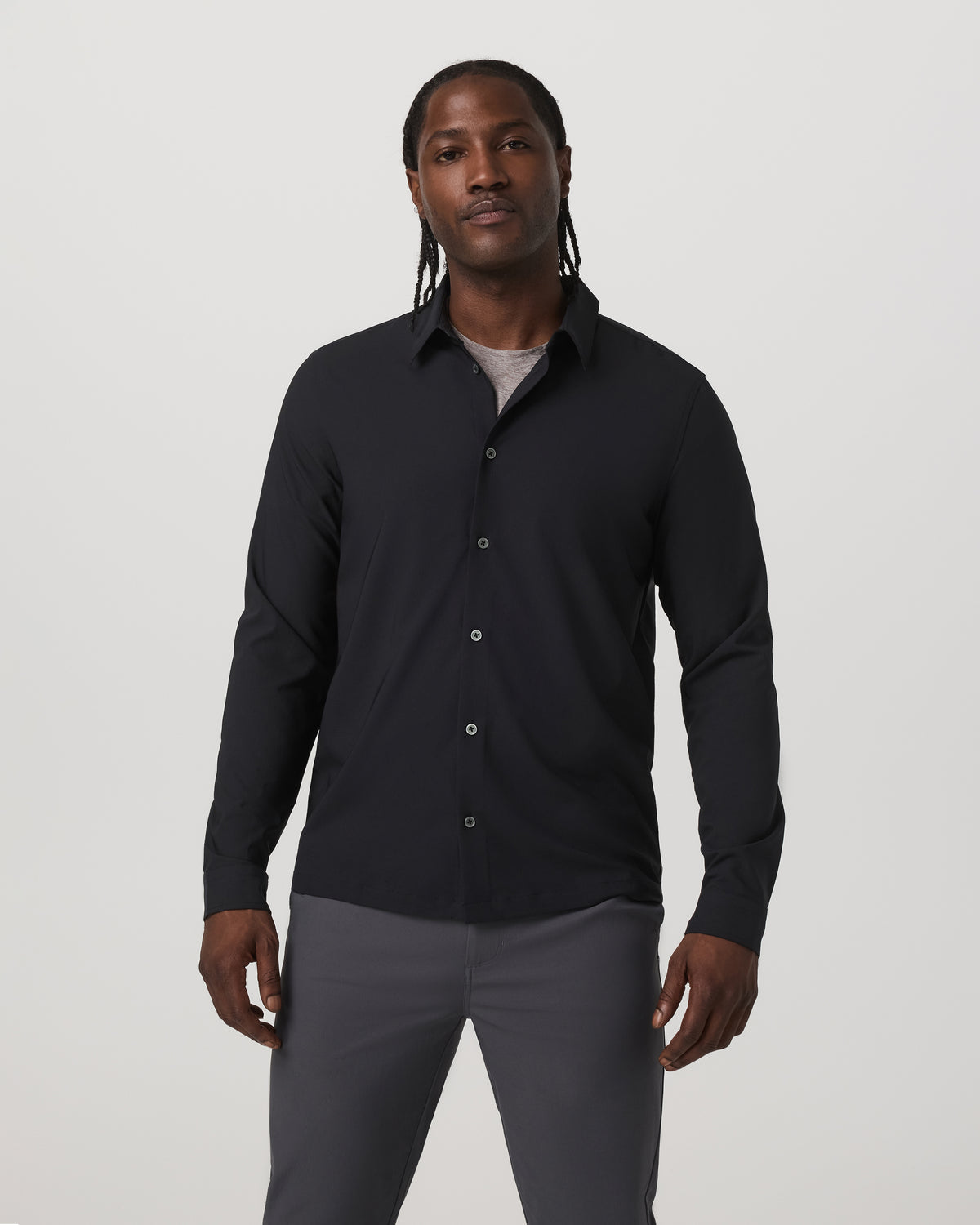 Men Vuori Long Sleeve Manhattan Button Down Men's Black Shirt