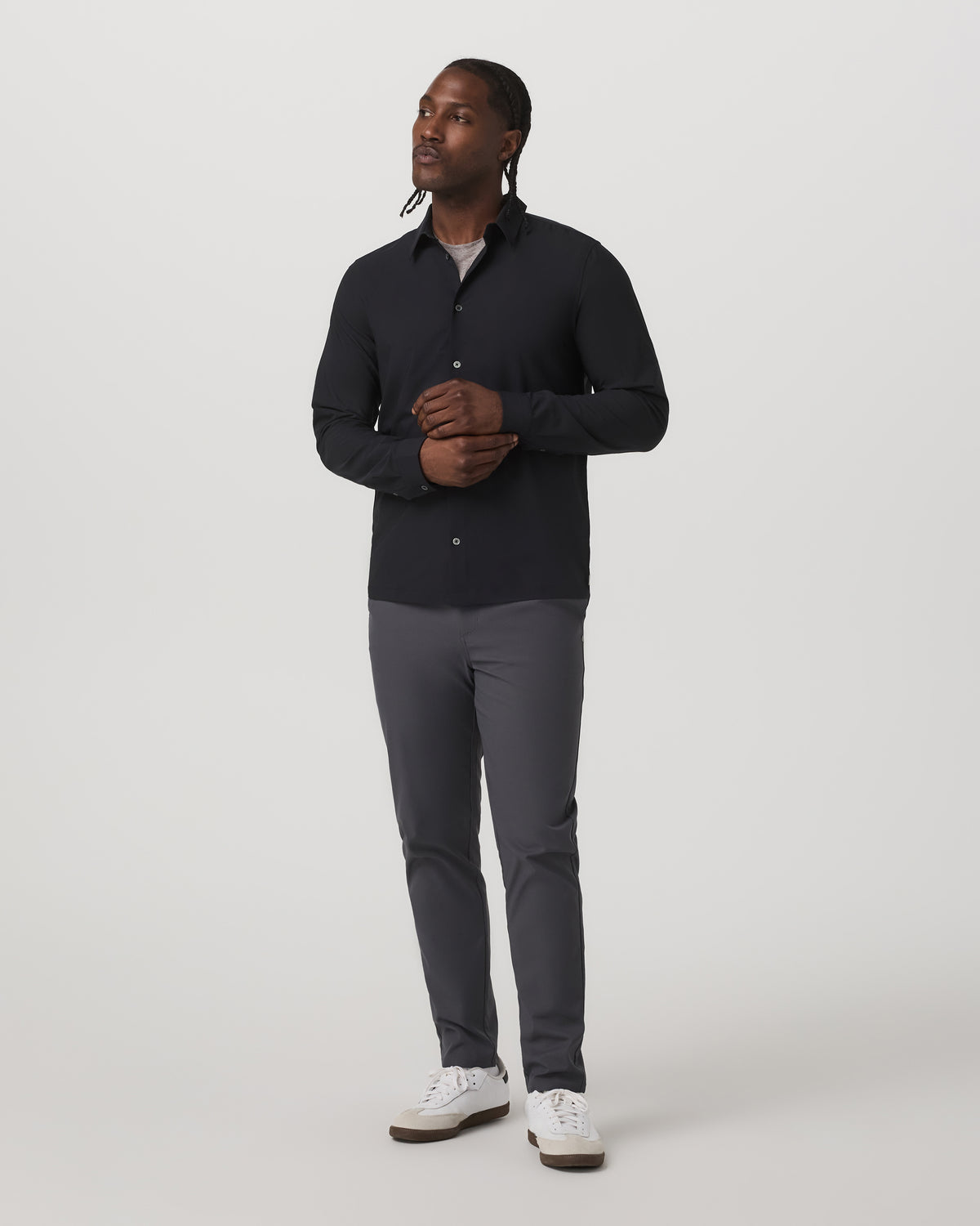 Men Vuori Long Sleeve Manhattan Button Down Men's Black Shirt