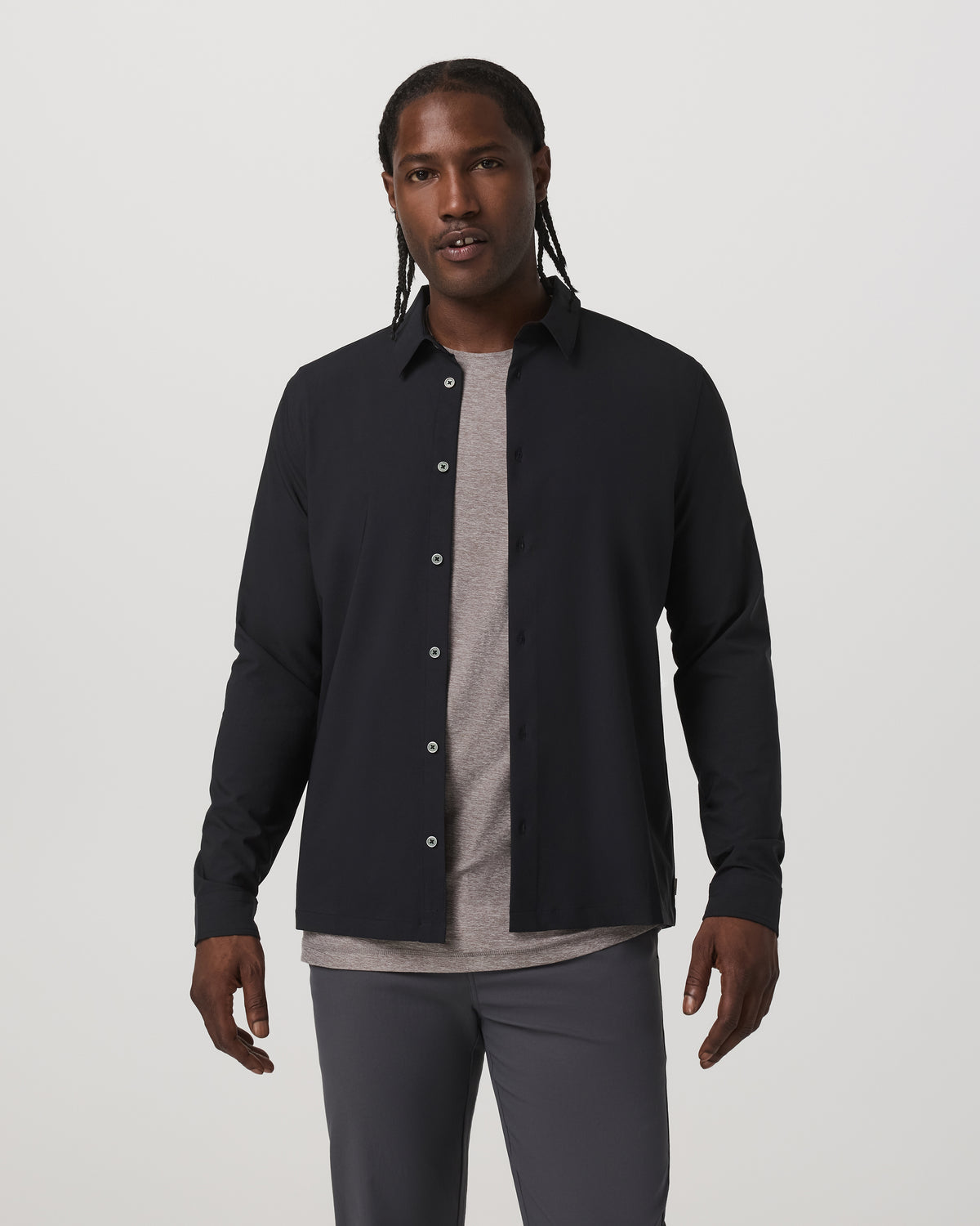 Men Vuori Long Sleeve Manhattan Button Down Men's Black Shirt
