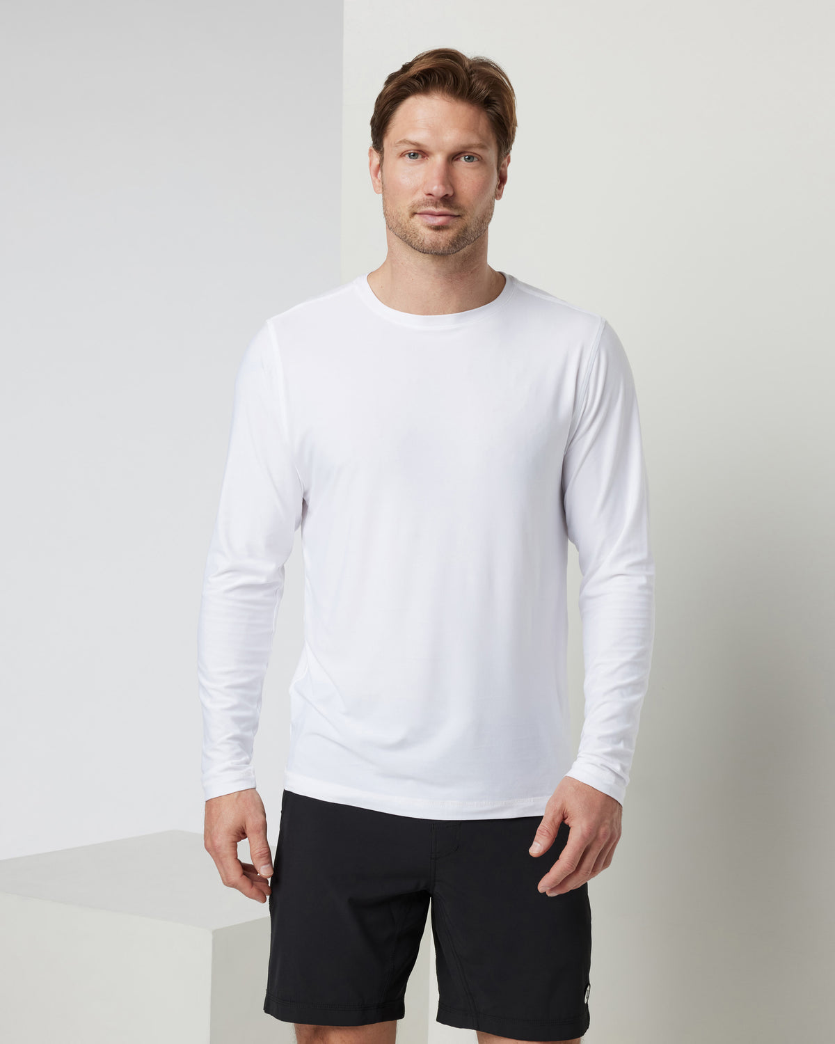 Men Vuori Long Sleeve Strato Tech Tee Men's White Shirt