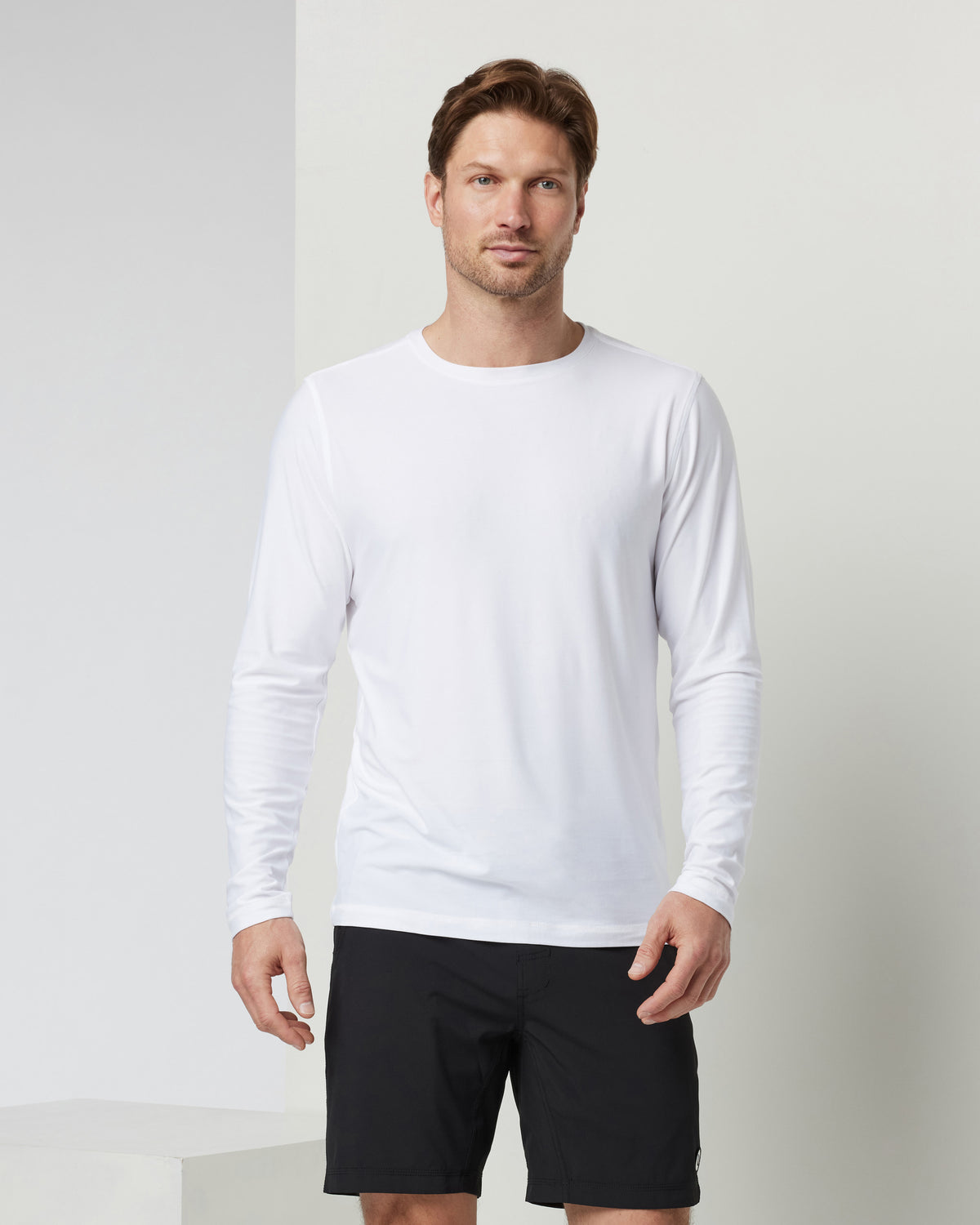 Men Vuori Long Sleeve Strato Tech Tee Men's White Shirt
