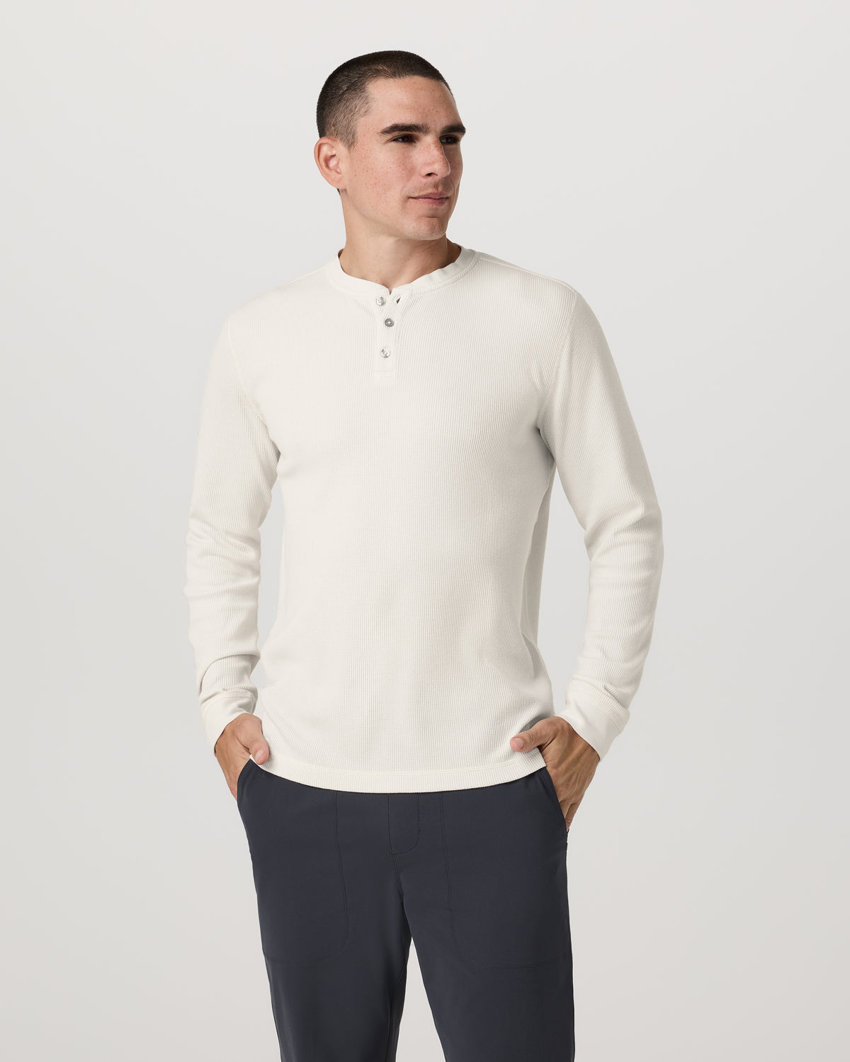 Men Vuori Waffle Henley Men's Marshmallow Henley Top