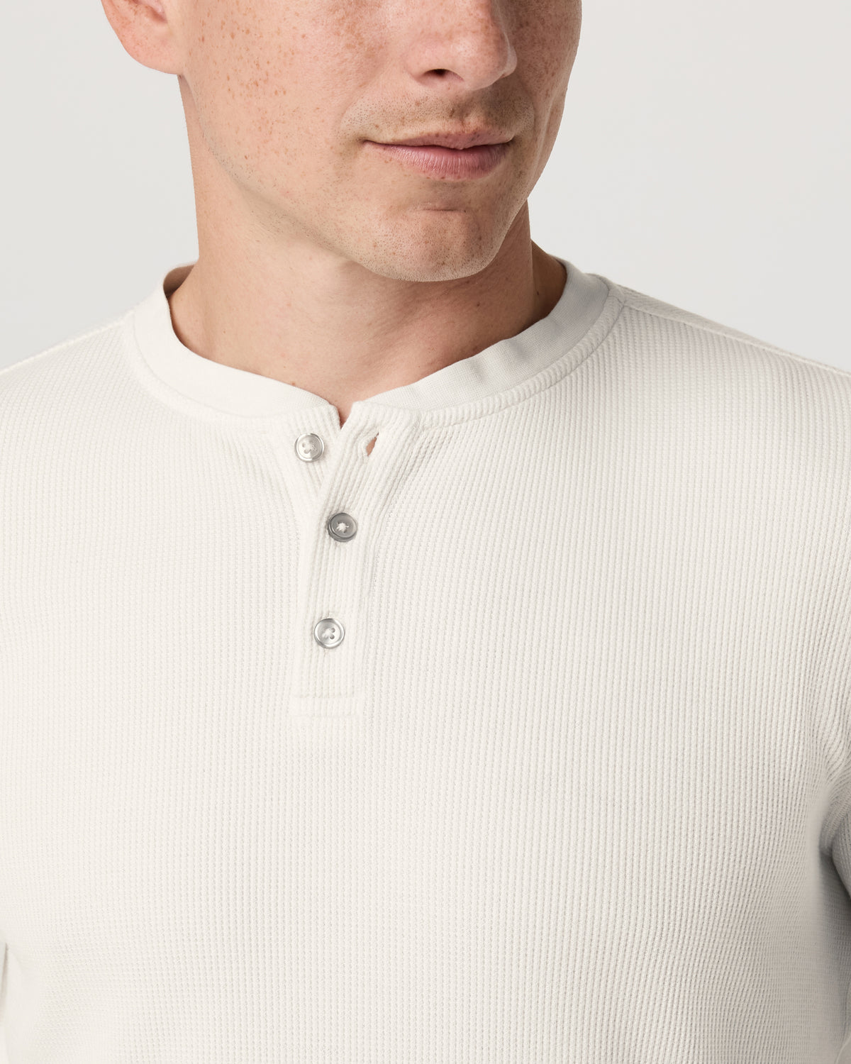 Men Vuori Waffle Henley Men's Marshmallow Henley Top