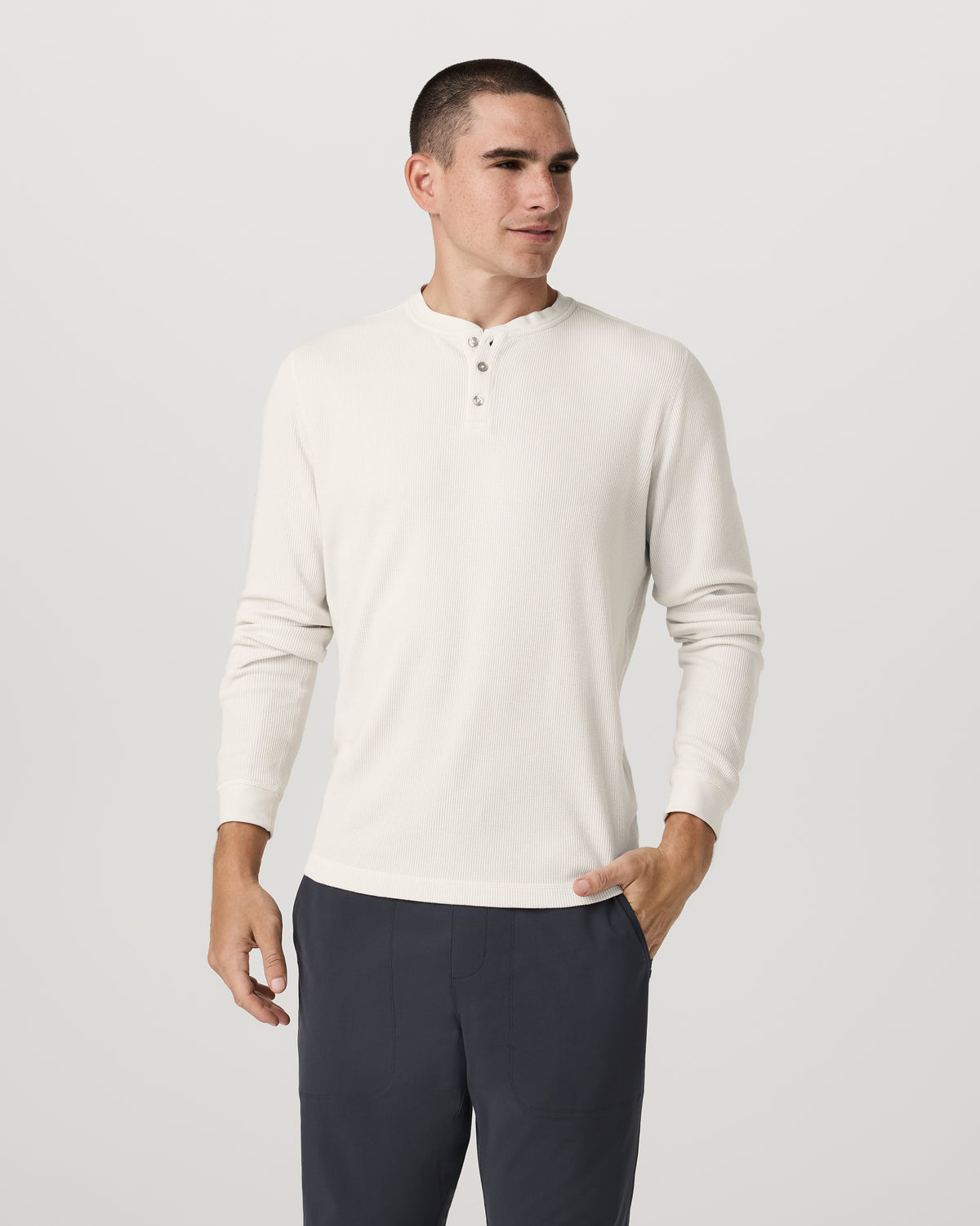 Men Vuori Waffle Henley Men's Marshmallow Henley Top