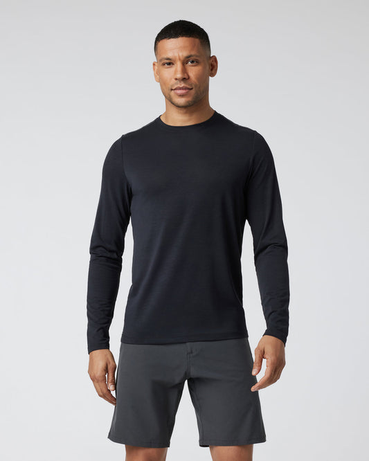 Men Vuori Long Sleeve Current Tech Tee Black T-Shirt