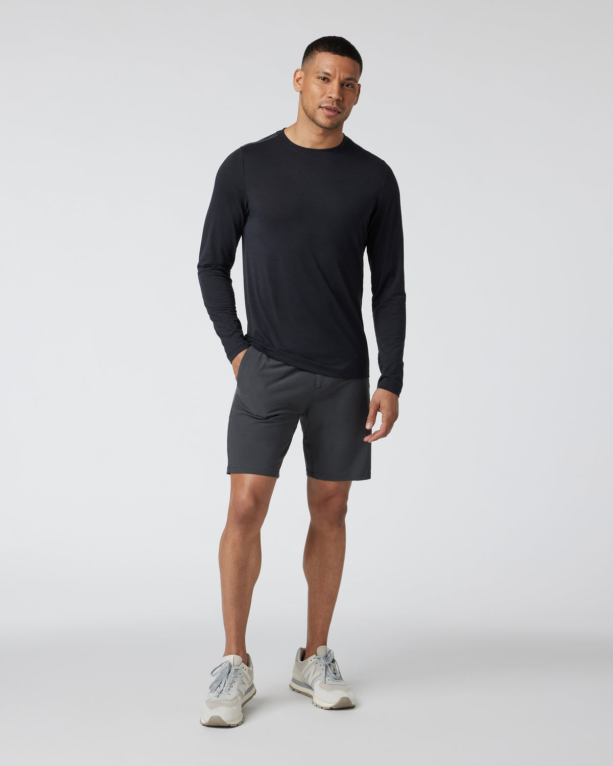 Men Vuori Long Sleeve Current Tech Tee Black T-Shirt