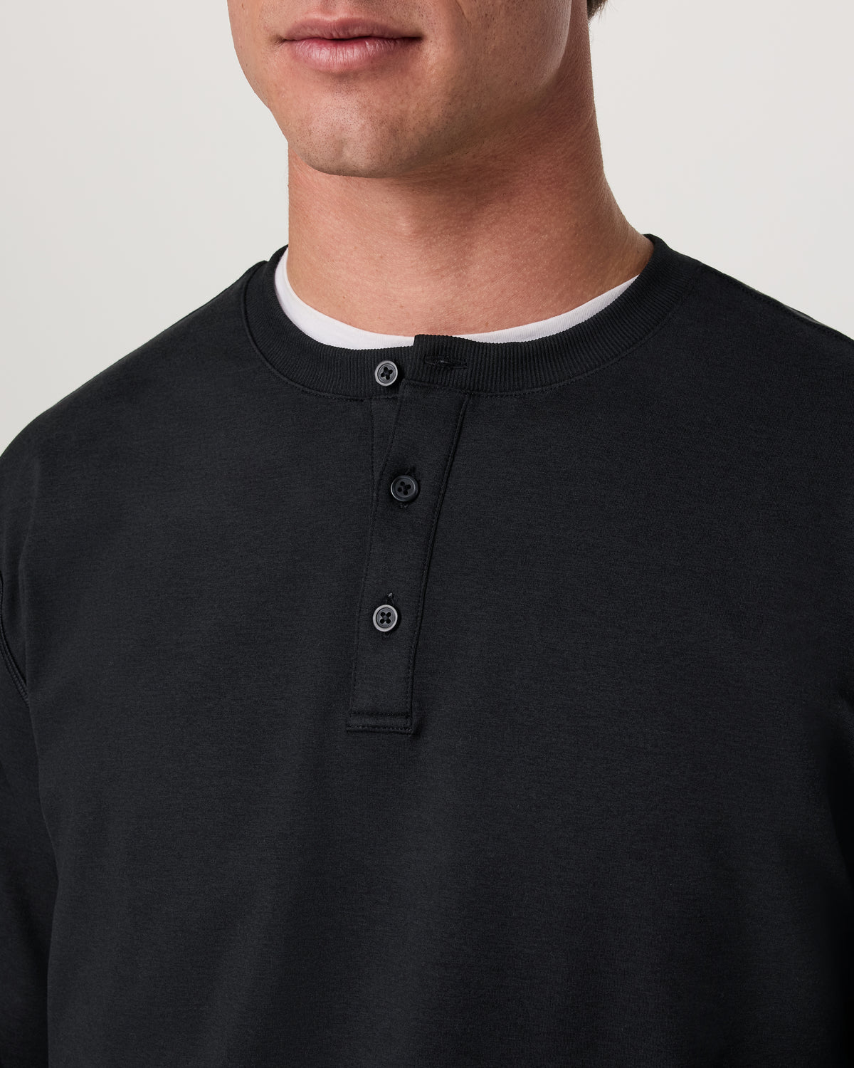 Men Vuori Long Sleeve Coronado Henley - Relaxed Black Heather