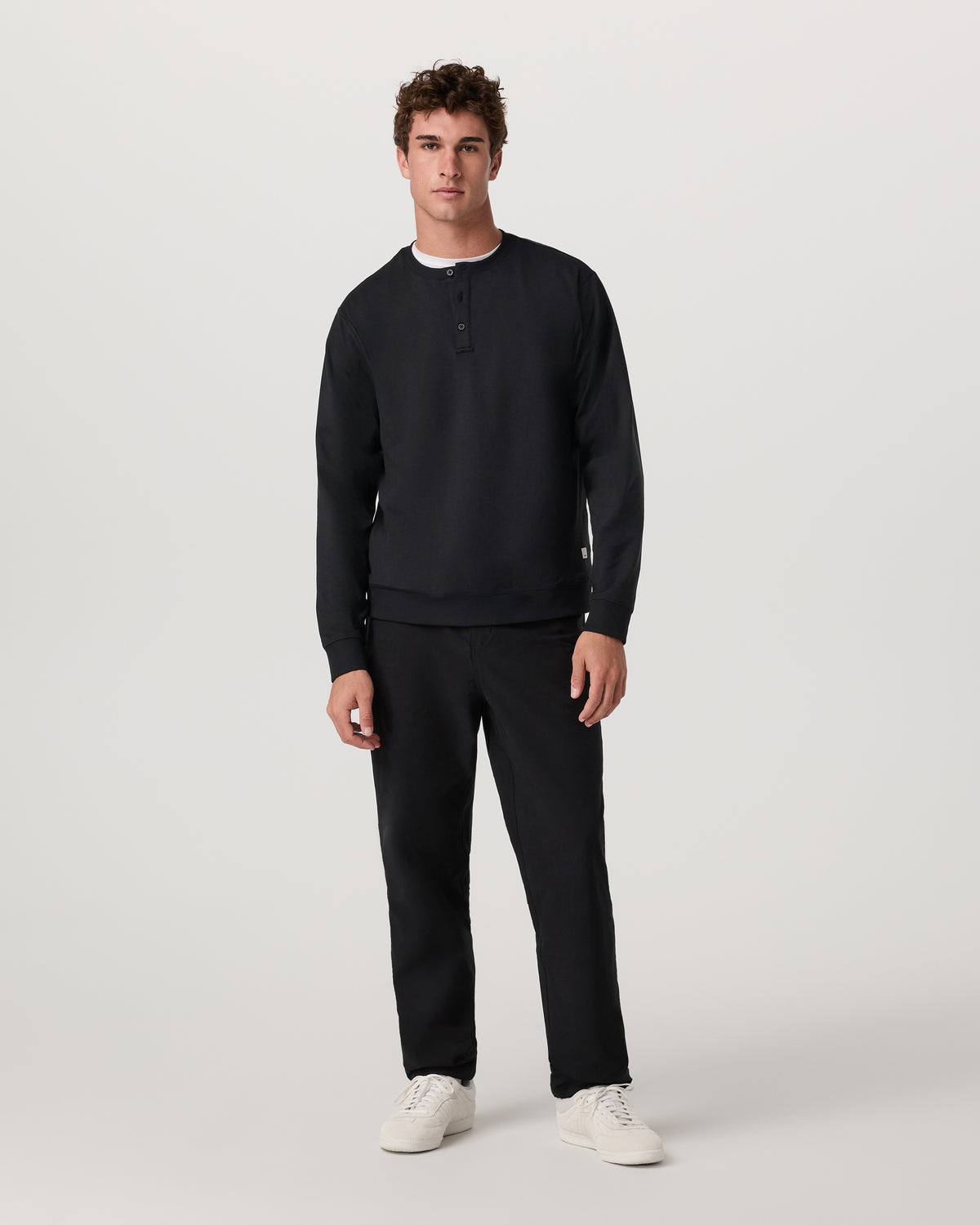 Men Vuori Long Sleeve Coronado Henley - Relaxed Black Heather