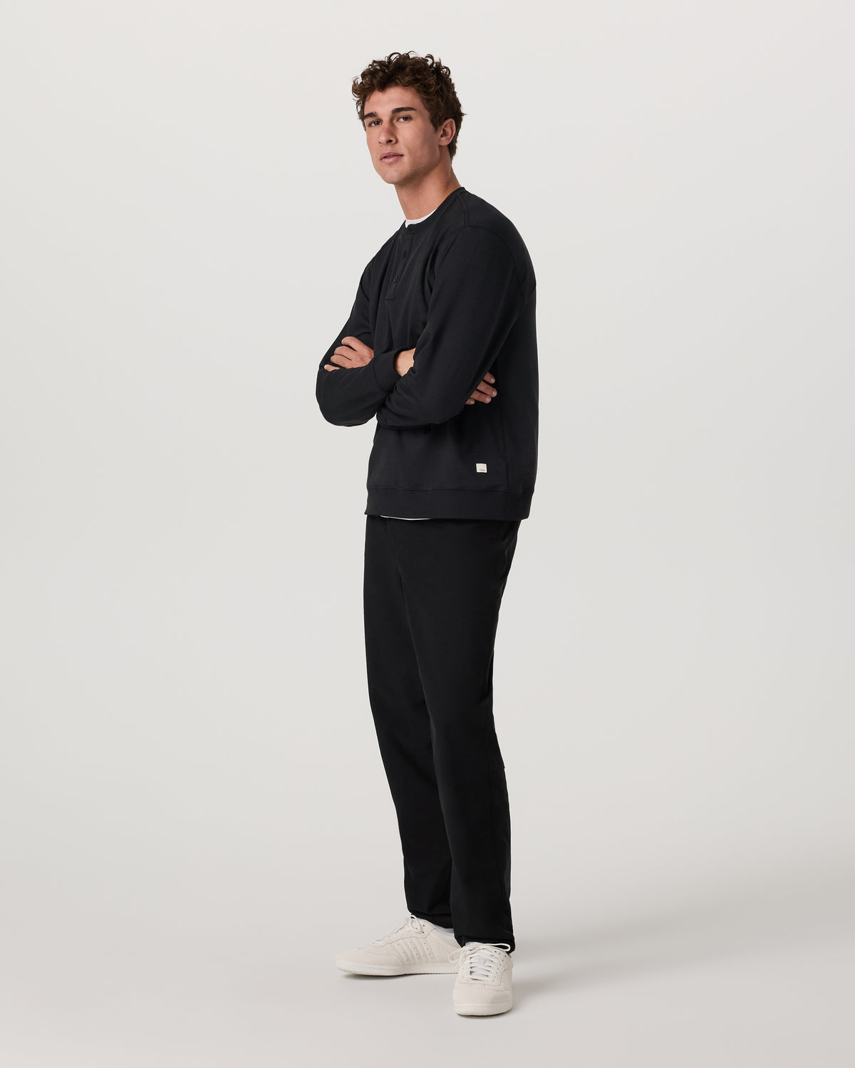 Men Vuori Long Sleeve Coronado Henley - Relaxed Black Heather