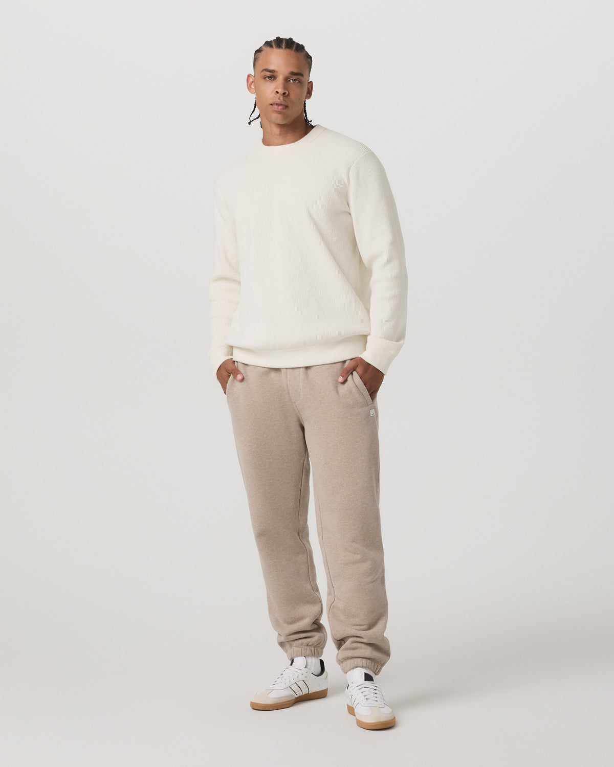 Men Vuori Midweight Rib Sweater Men's Ivory Ribbed Knit Sweater