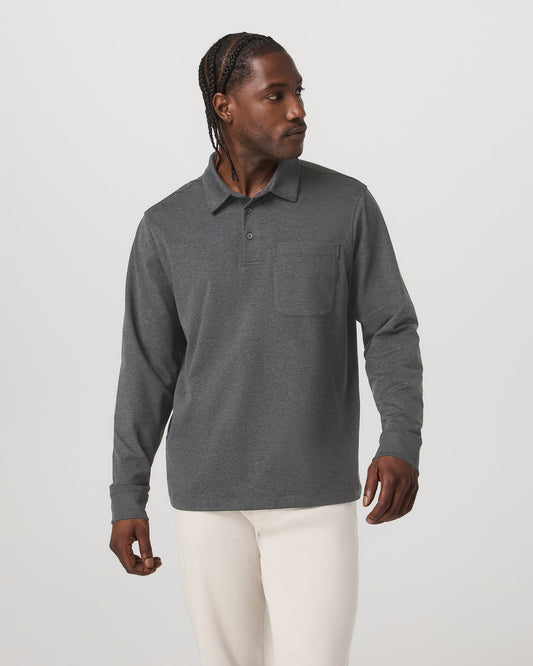Men Vuori Men's Long Sleeve Coronado Rugby Charcoal Heather