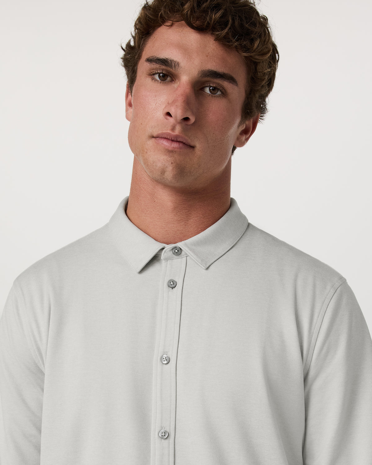 Men Vuori Men's Long Sleeve Ponto Button Down Salt Heather