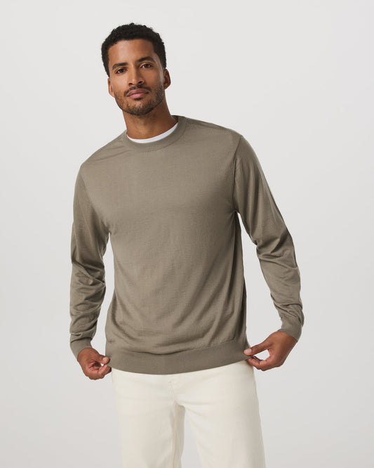 Men Vuori Merino Fine Gauge Wool Sweater Men's Taupe Sweater