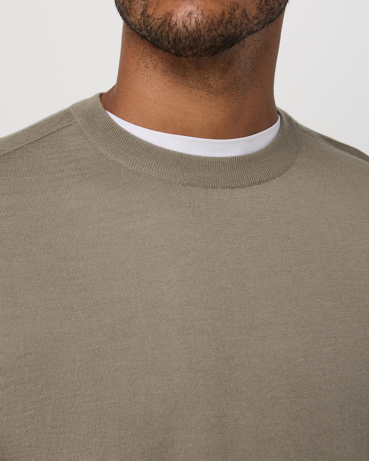 Men Vuori Merino Fine Gauge Wool Sweater Men's Taupe Sweater