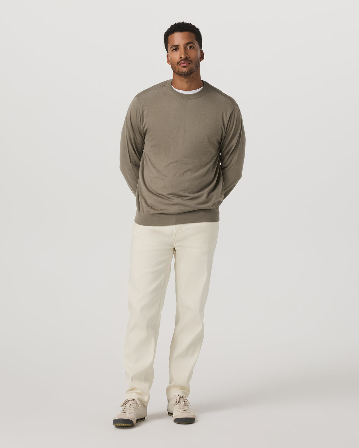 Men Vuori Merino Fine Gauge Wool Sweater Men's Taupe Sweater