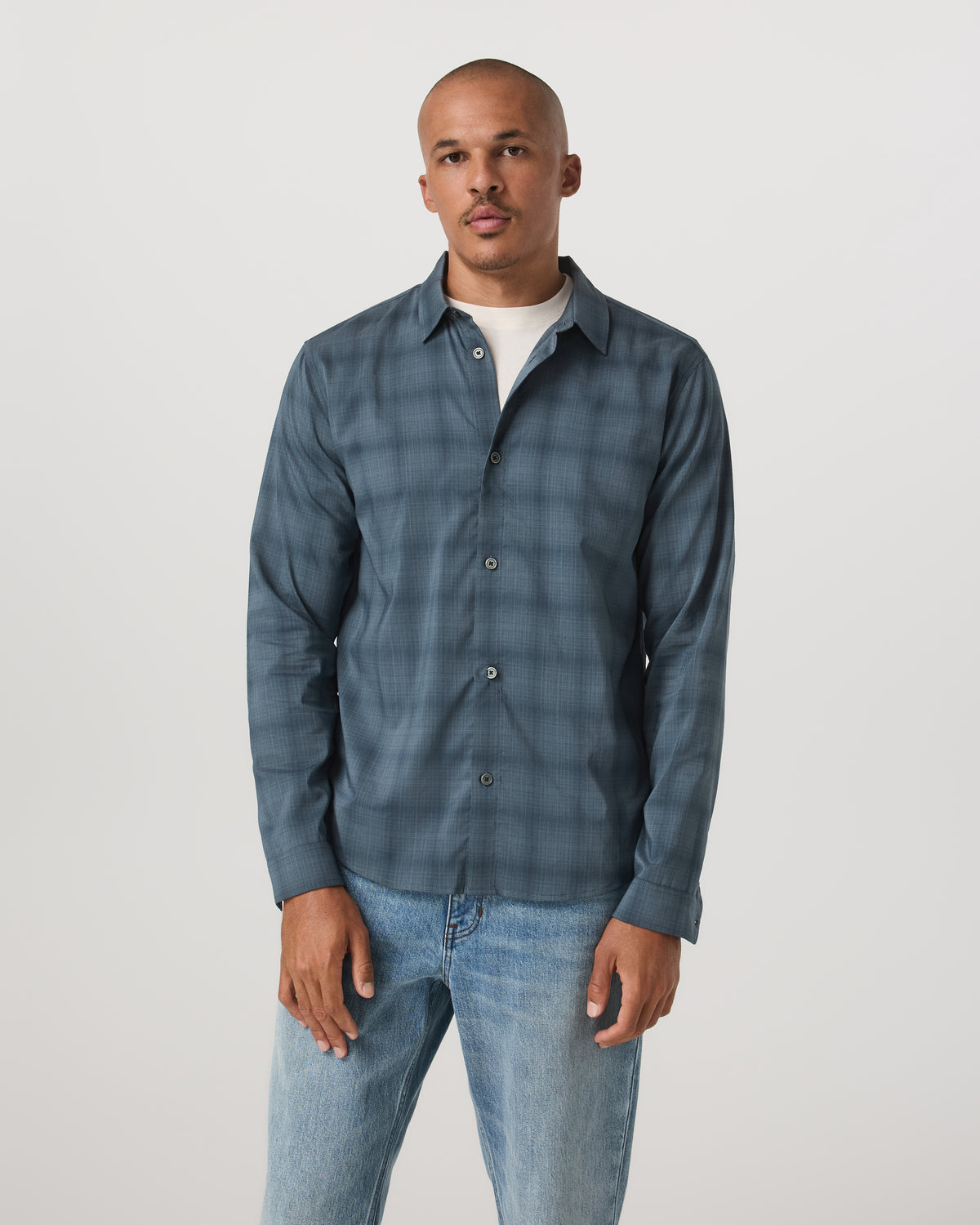 Men Vuori Long Sleeve Plaid Button Down Shirt Men's Abyss Shirt
