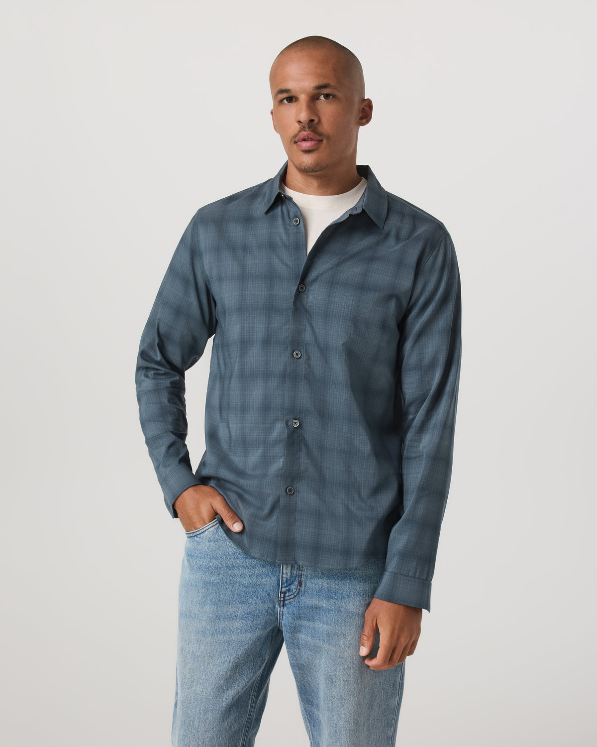 Men Vuori Long Sleeve Plaid Button Down Shirt Men's Abyss Shirt