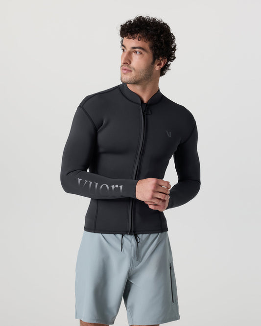 Men Vuori Long Sleeve Yulex Wetsuit Top Washed Black