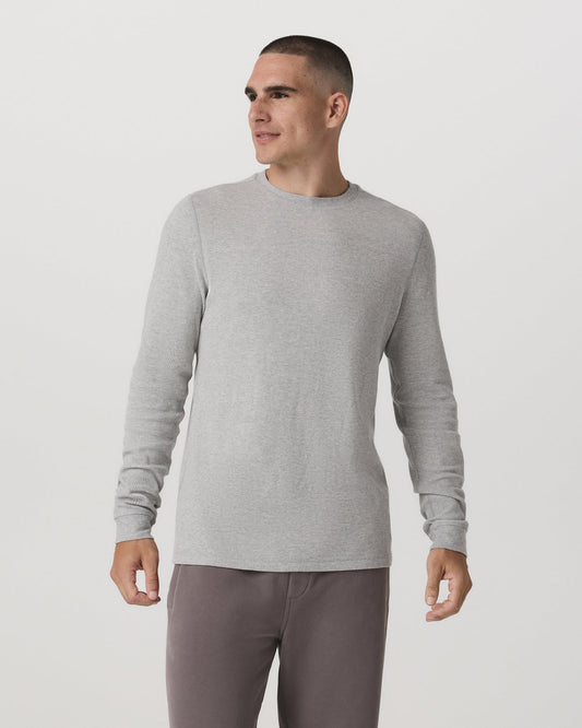 Men Vuori Waffle Crew Men's Light Grey Thermal Shirt