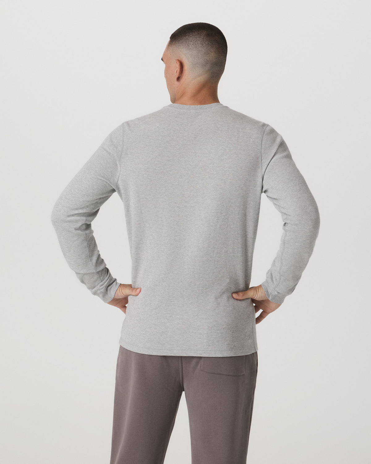 Men Vuori Waffle Crew Men's Light Grey Thermal Shirt