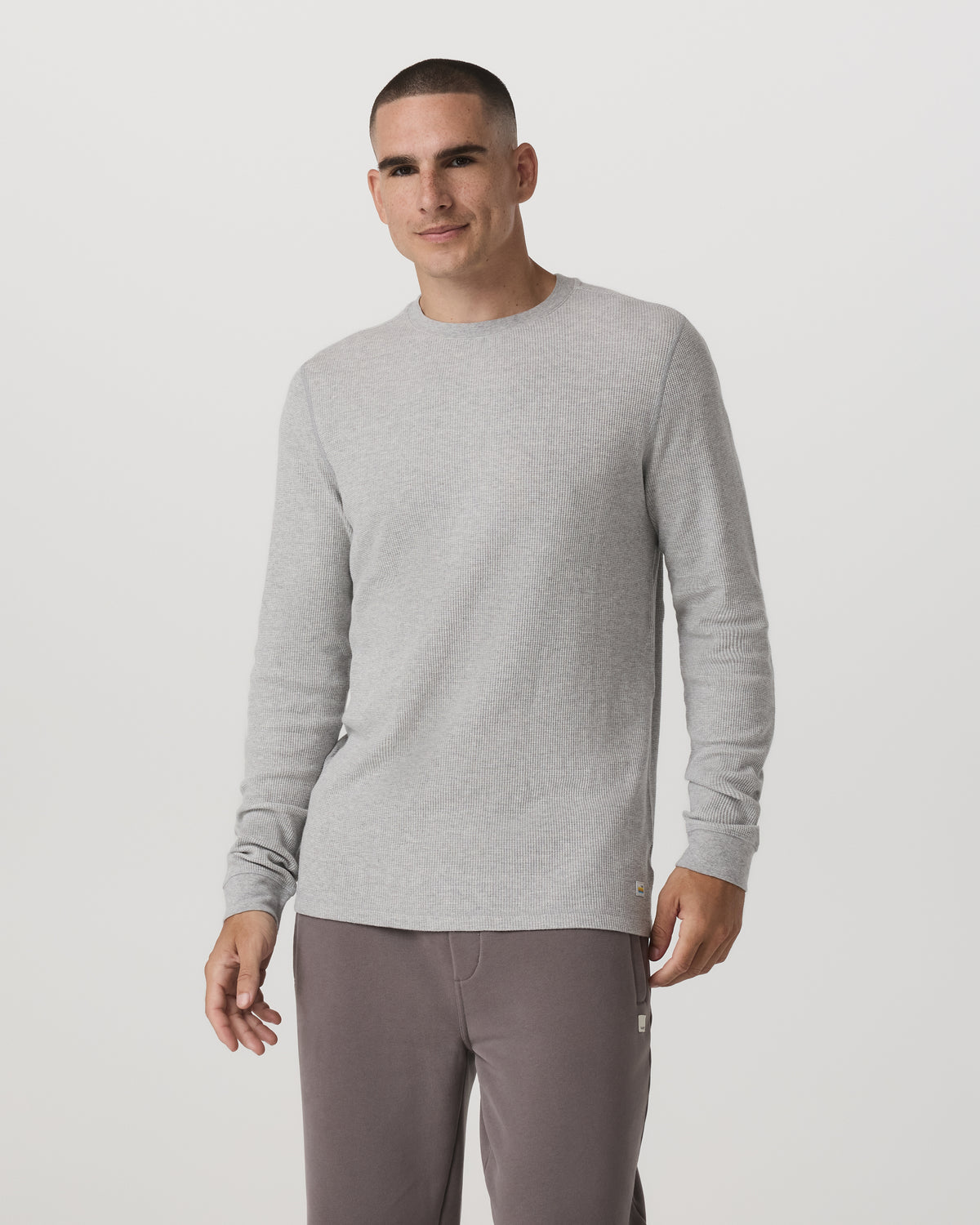 Men Vuori Waffle Crew Men's Light Grey Thermal Shirt