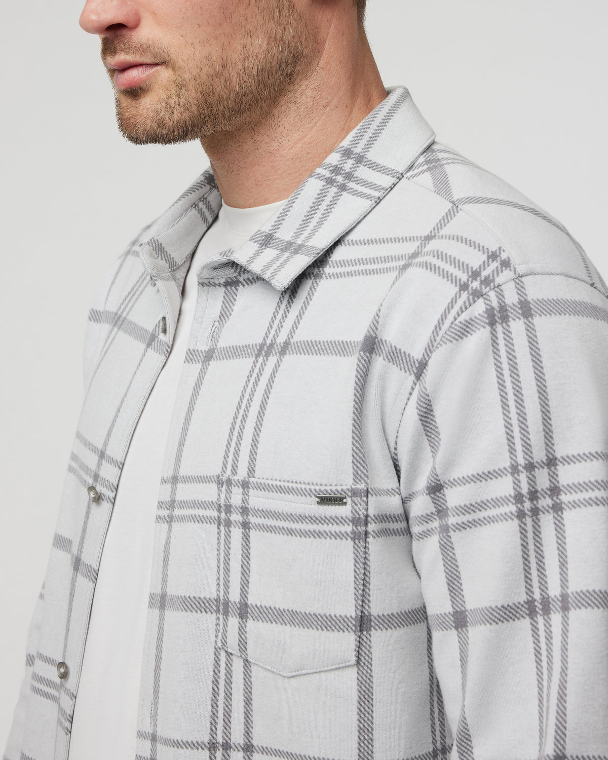 Men Vuori Seaview Plaid Buttondown Shirt Frost Grey