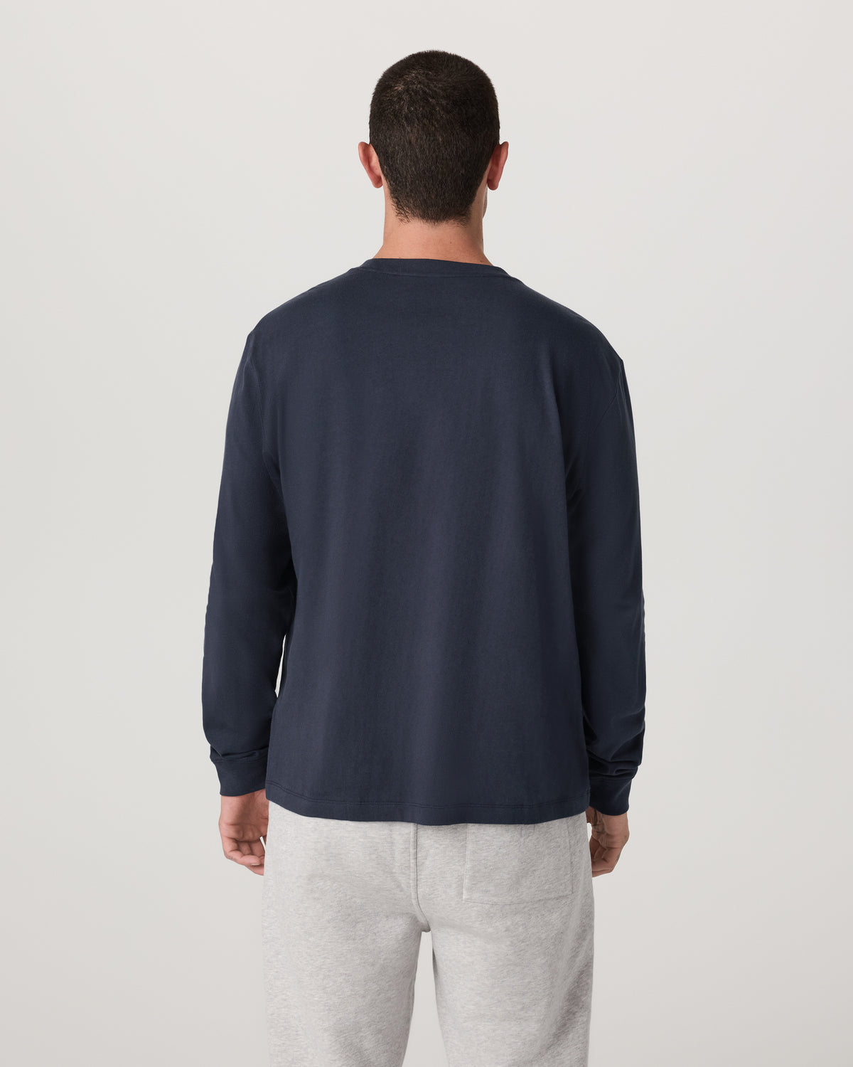 Men Vuori Long Sleeve Heavyweight Cotton Tee Men's Navy Shirt