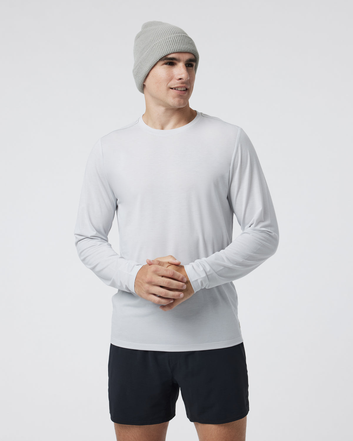 Men Vuori Long Sleeve Current Tech Tee Frost Grey